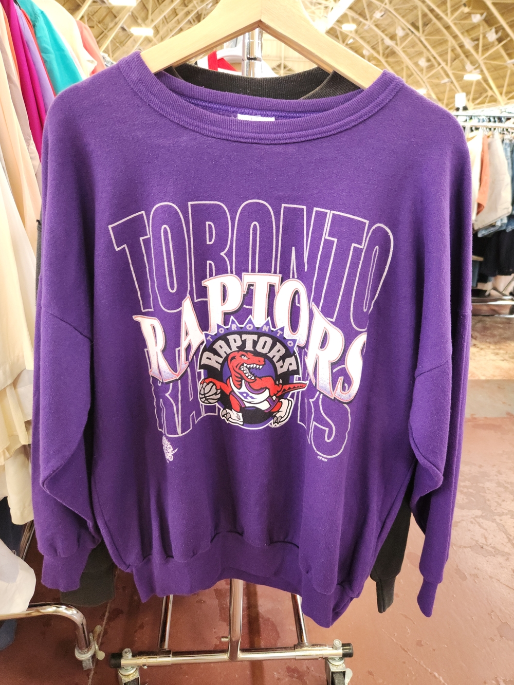 90s Toronto Raptors Purple Graphic Crewneck Sweatshirt